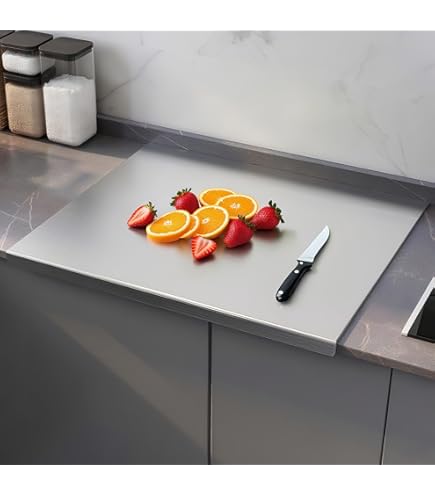Stainless Steel Cutting Board with Drip Lip – Large Metal Chopping Board for Kitchen & Sink