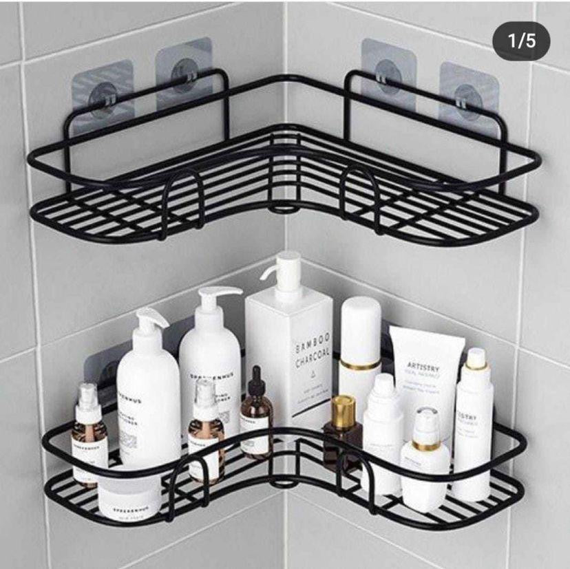 2 Pieces -Tier Bathroom Corner Basket – Wall Mounted Shower Organizer Rack