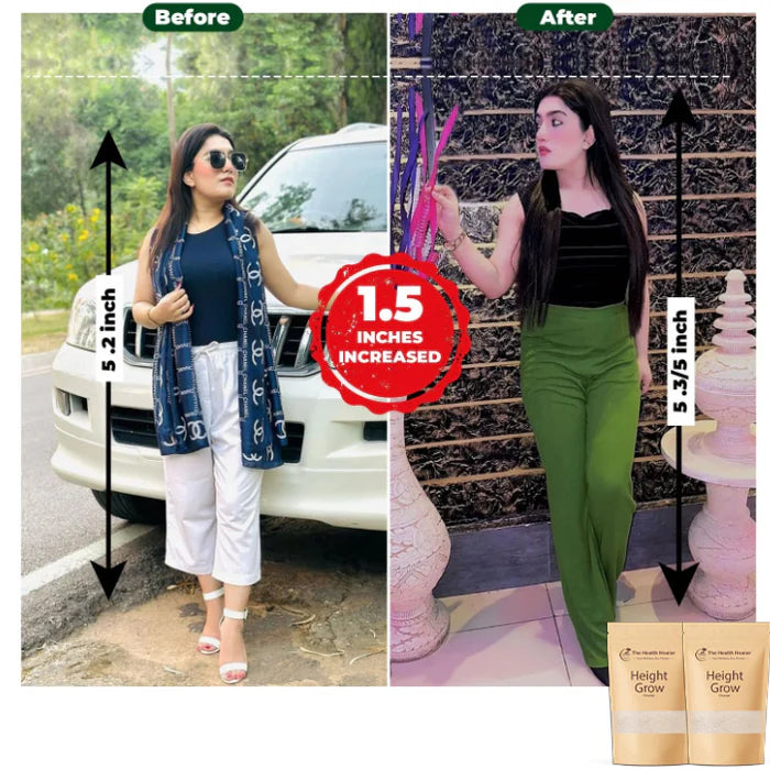 Natural Height Grow Powder (3–5) Inch Growth - Herbal, Safe, and Clinically Tested (100g)