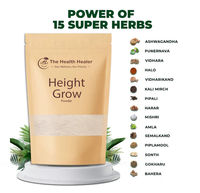 Natural Height Grow Powder (3–5) Inch Growth - Herbal, Safe, and Clinically Tested (100g)