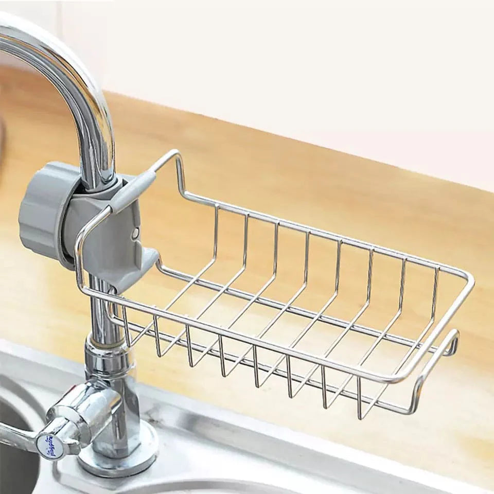 Kitchen Sink Caddy Organizer – Stainless Steel Over Faucet Sponge & Soap Holder